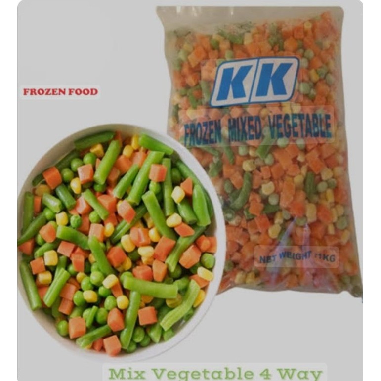 

1Kg KK mixed vegetables frozen 4 macam sayur Sayuran Beku 1 kg import halal - 4 ways