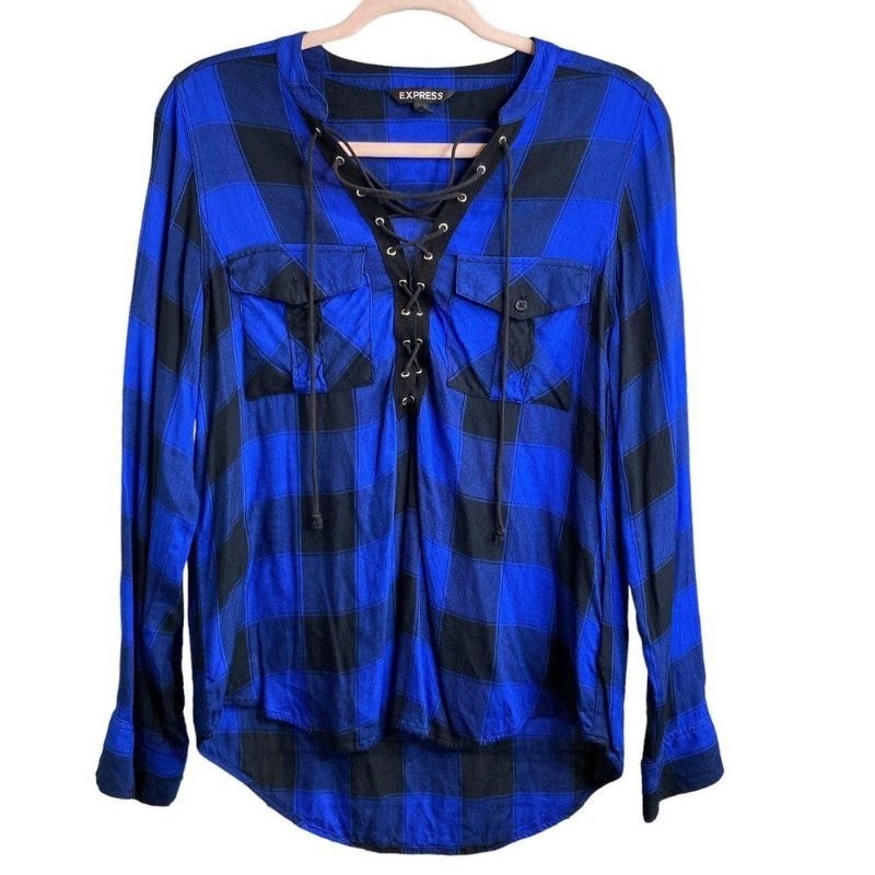 EXPRESS KEMEJA KOTAK-KOTAK BIRU (GB-0262)