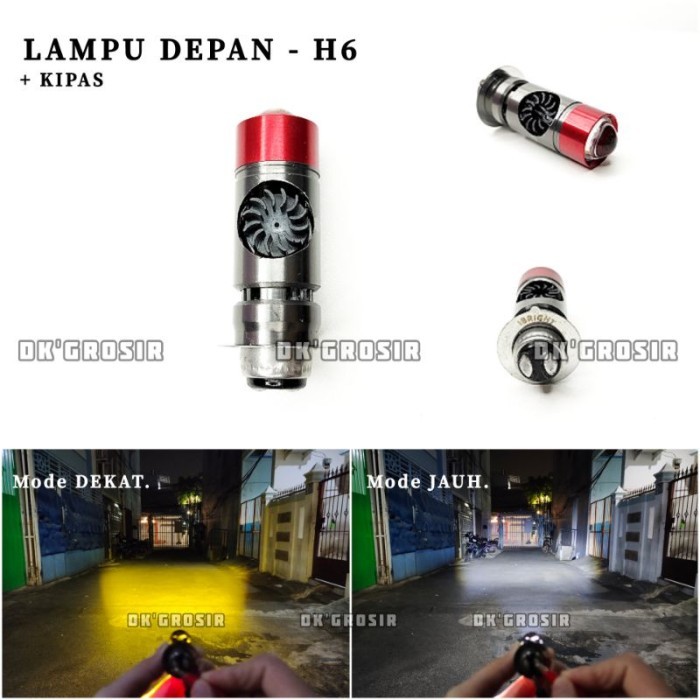 ORIGINAL IBRIGHT Lampu Depan H6 Kipas LED Lampu Utama tipe Laser Jauh Dekat - KUNING-PUTIH