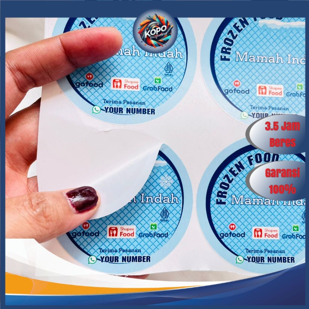 

KOPO 2-4 Label Bulat Sticker Print Vinyl Stiker Frozen Food Anti Air Stiker Makanan Beku Custom