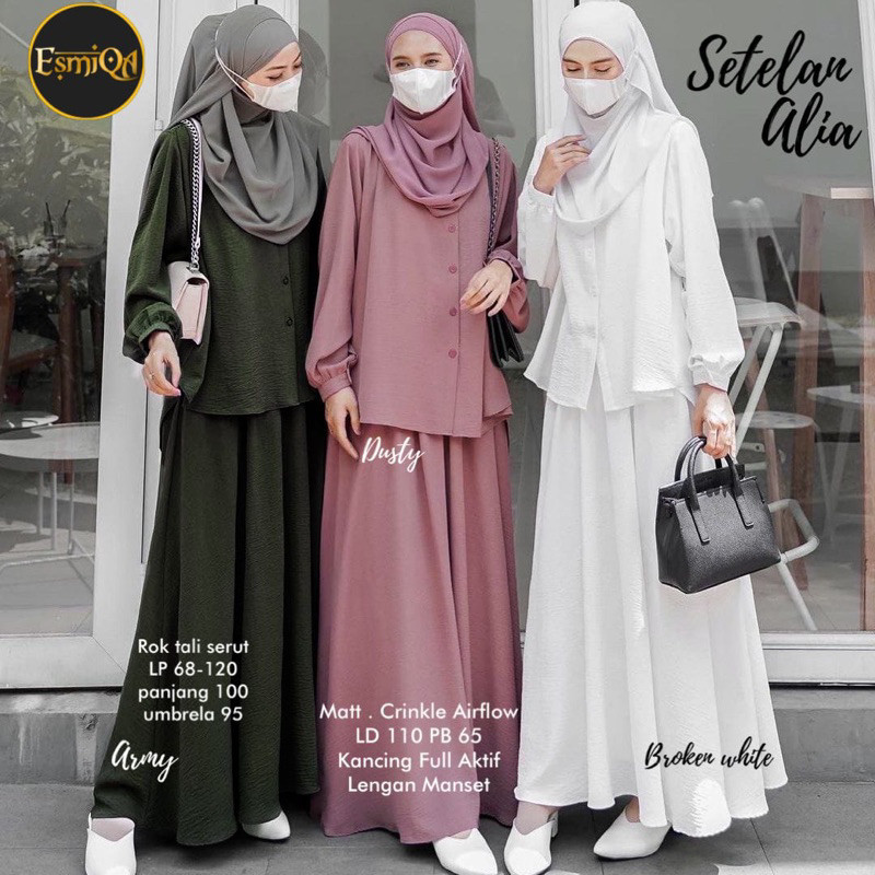 SETELAN ROK TERBARU SETELAN ROK + TUNIK CRINKLE PREMIUM SETELAN BLOUSE DAN ROK Model Terbaru 2025