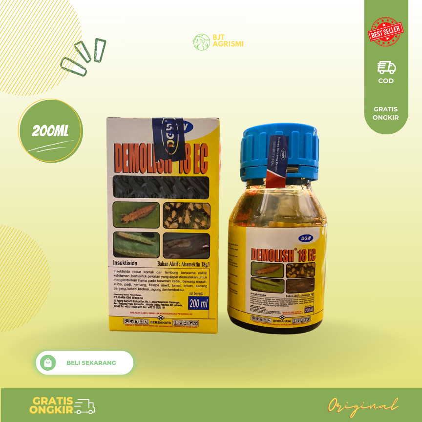 INSEKTISIDA DEMOLISH 18 EC 200ML ABAMEKTIN + BONUS KAOS - Demolish 200ml