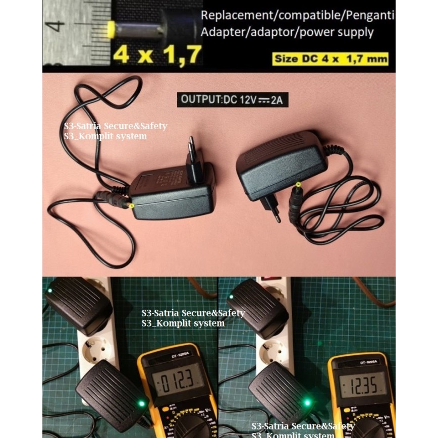 

Adaptor 12v 2A size DC 4 x 1.7 mm jack kecil 4mm 1,7mm 4x1.7