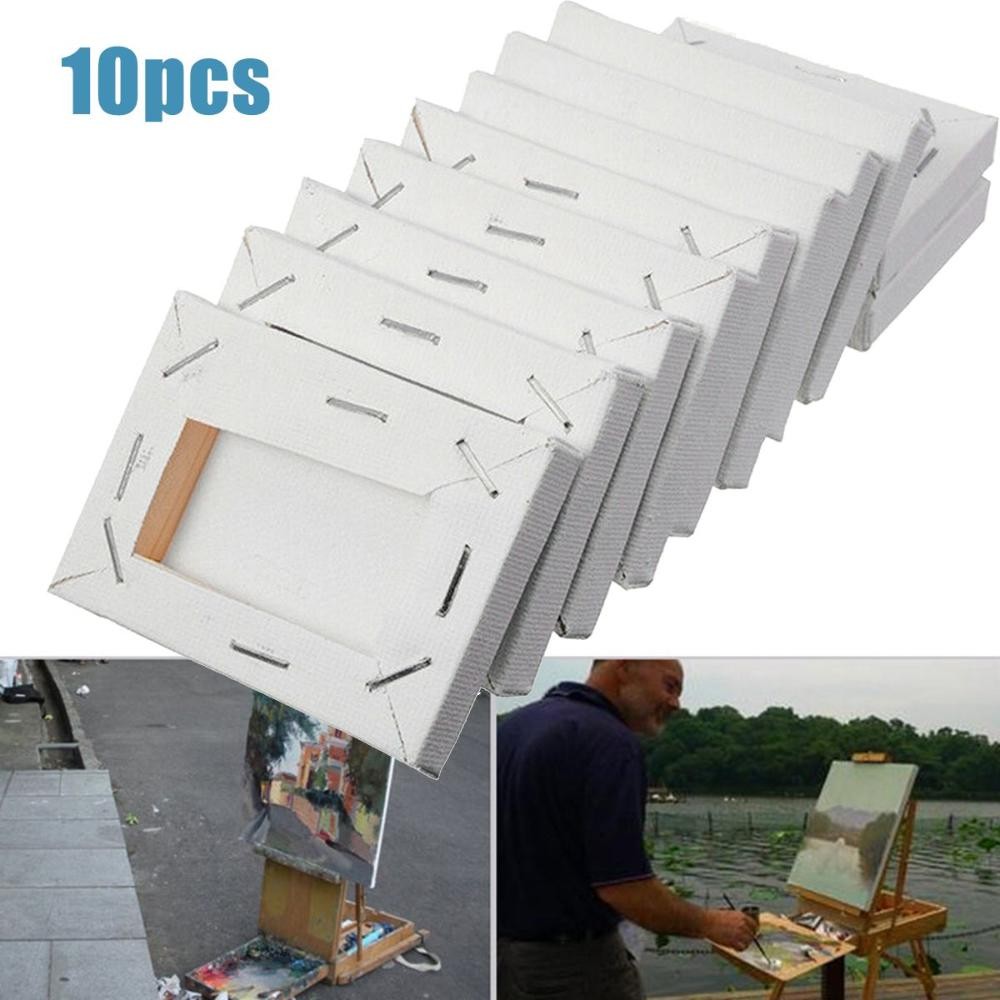 

10pcs Mini Stretched Blank White Wooden Frame Oil Paint Board Artist Canvas Painting Supplies