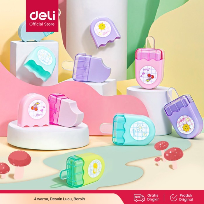 

Deli Penghapus Es Krim 4 warna, Random Color 71122