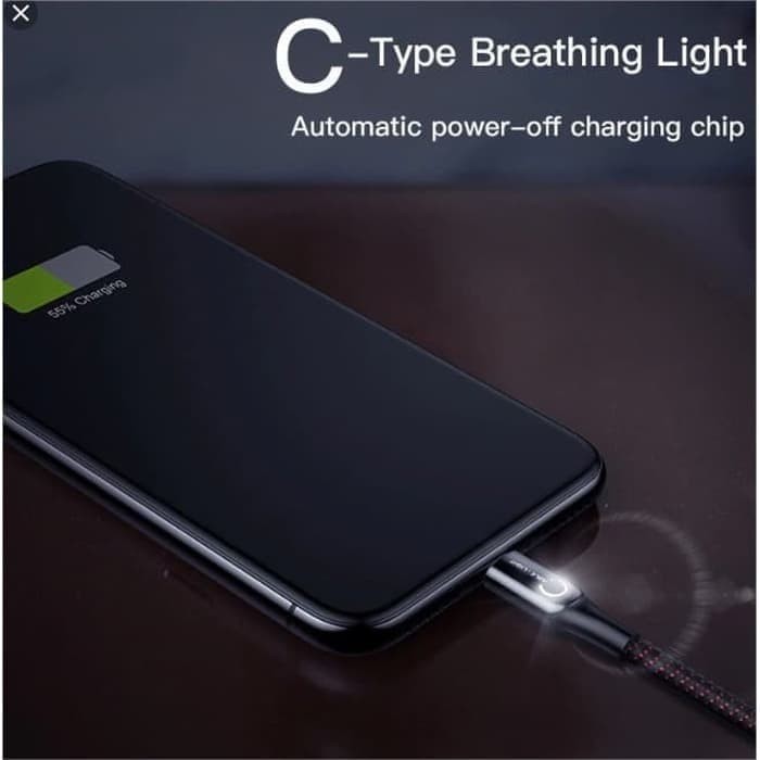 KABEL DATA TYPE-C BASEUS AUTOMATIC POWER-OFF 1M 2.4A - Merah