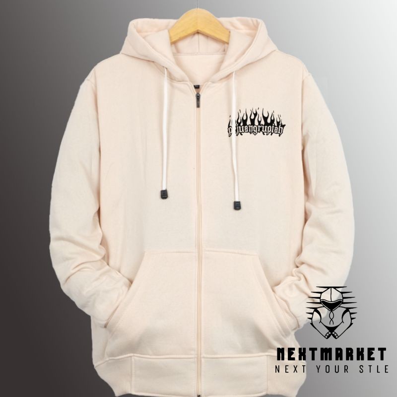 Hoodie Jaket  Resleting cowok bahan tebal Zipper pria distro aesthetic hitam dewasa pejuang rupiah
