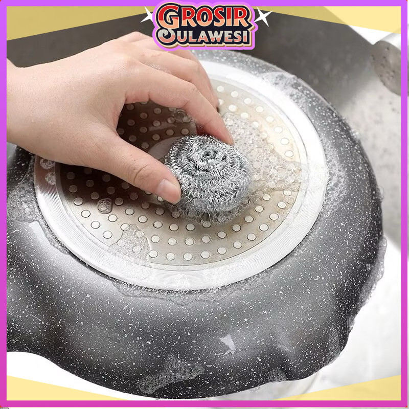 COD Makassar Sabut Kawat Cuci Piring Stainless Steel Anti Karat Serbaguna Dishwashing Wire Spon Pemb