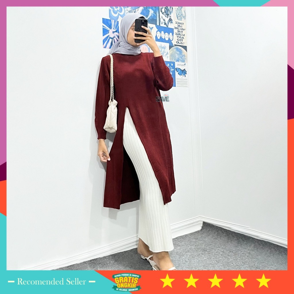 PROMO TUNIK MURAH KOREAN STYLE / Amira Tunik Knit - Atasan Tunik Rajut