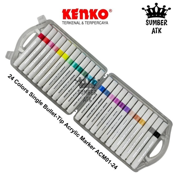 

Acrylic Marker Pen ACM01 ACM02 12 & 24 WARNA KENKO Set Spidol Akrilik Single Tip / Twin Tip 2mm - ACM02-12
