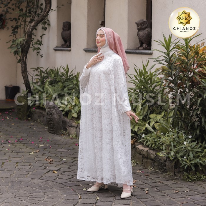 NEW -Baju Gamis Putih Lebaran Umroh Haji / Busana Muslim Baju Wanita #197 - Putih PREMIUM, XL