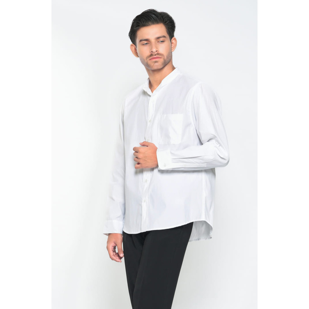 Hassenda Baju Koko Pria Lengan Panjang Afif Putih