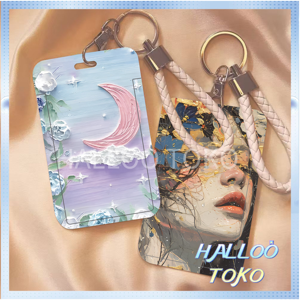 

ID CARD HOLDER MOTIF KAWAII TEMPAT KARTU PHOTOCARD PHOTO CARD Pelindung + Tali,Wanita cantik dalam lukisan minyak dan cahaya bulan dalam lukisan minyak