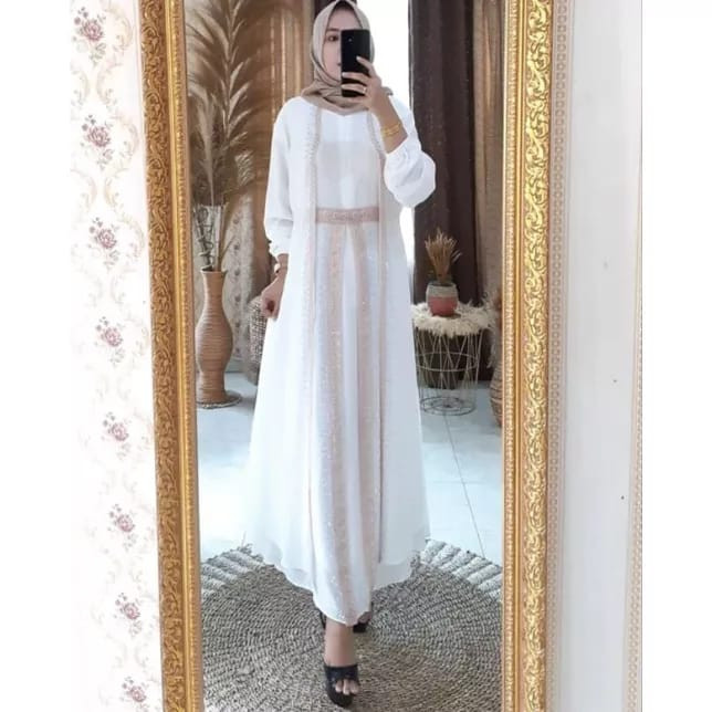 [WOW DISKON] Livy Fashion || Cod || Qanita Dress Abaya || Arabian Gamis Terbaru || Gamis Cruty Payet