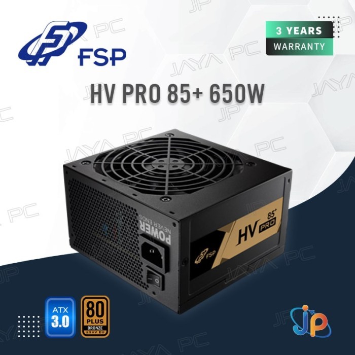 FSP HV PRO 85+ 650W ATX 3.1 PSU - Power Supply 650 Watt 80+ Bronze
