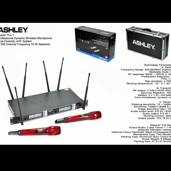 MIC ASHLEY PRO 1 MICROPHONE WIRELESS HIGH QUALITY ASHLEY PRO 1
