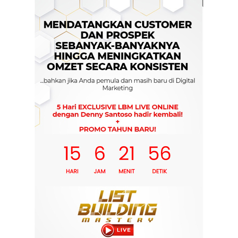 List Building Mastery LBM Lengkap 2024 By Denny Santoso Original Free Update Bonus