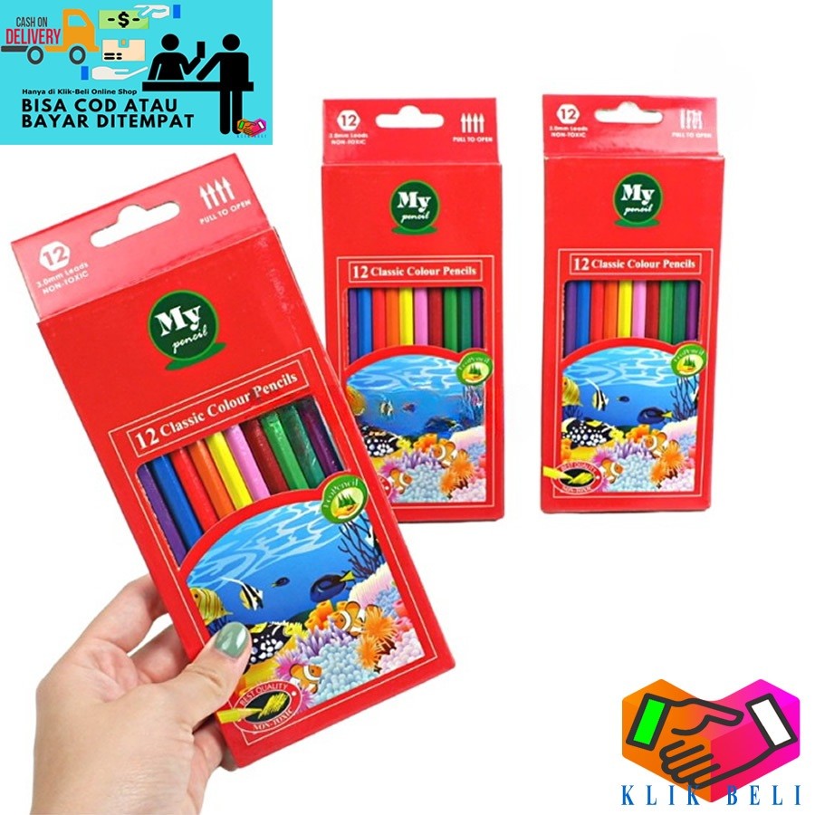 

Pensil 12 Warna Panjang MY PENCIL / 12 Classic Color Pencil / Pensil Coloring Set Anak
