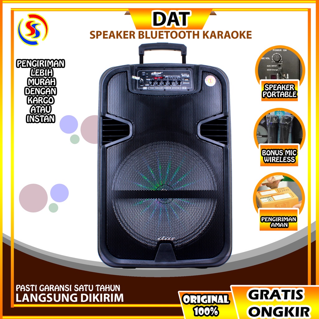 Speaker Bluetooth Speaker Karaoke Speaker Portable Dat DT 1511 ECO Original 15 inch Bluetooth