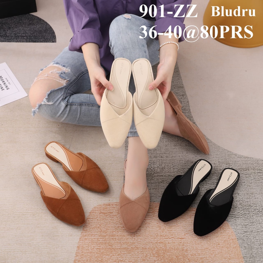 Sandal Flat Mules Bludru HYS 901-ZZ