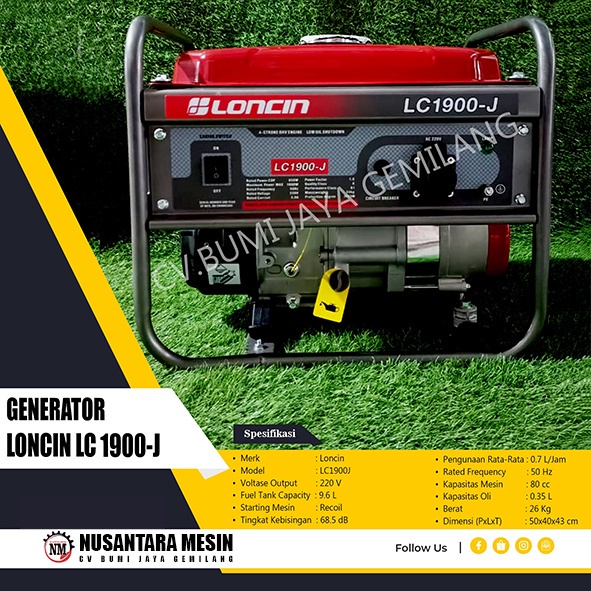 MESIN GENSET / GENERATOR LONCIN LC 1900J