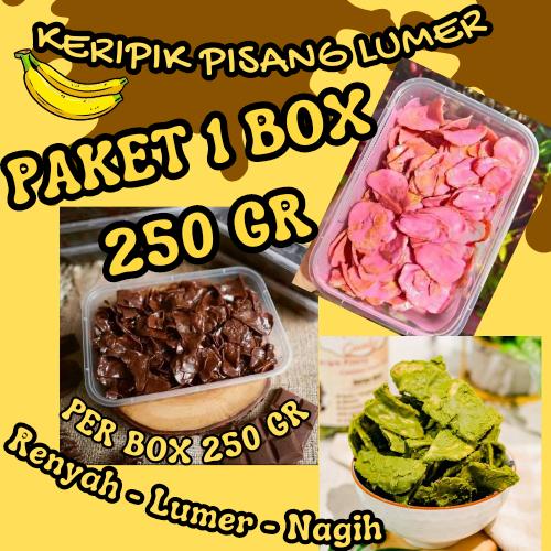 

BANANA CHIPS LUMER PAKET 1 BOX 250 GRAM KERIPIK PISANG LUMER COKLAT CEMILAN VIRAL KEKINIAN