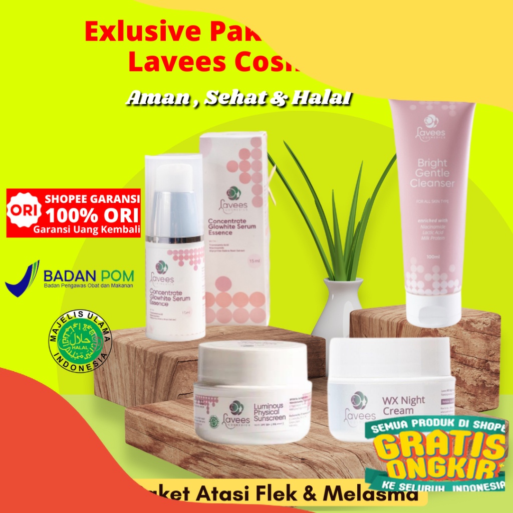 lavees skin care paket flek hitam melasma serum laves cream cosmedics cosmetic make up glowing lengk