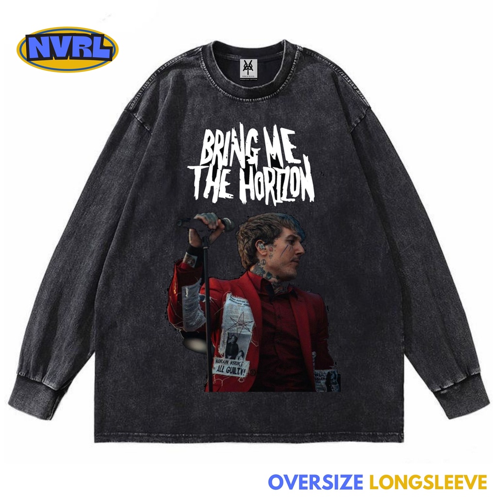 Kaos oversize longsleeve BMTH oliver sykes yang washed washing vintage tee