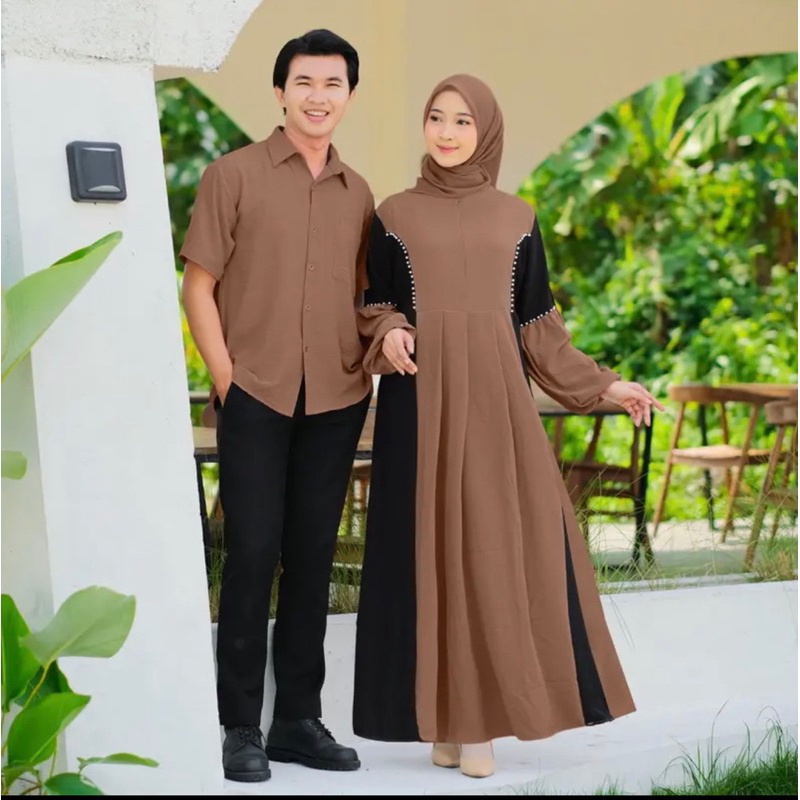 Melodi Couple I Sarimbit Suami Istri Couple Terbaru Premium Gamis Couple Lebaran Mewah Pesta Pasanga