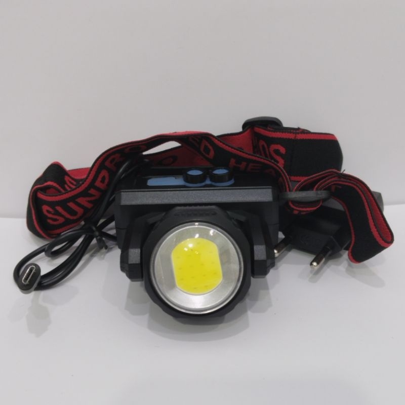 Senter Kepala SUNPRO S-2186 Senter Kepala / Headlamp LED 7W 2 Mata Rotate ORIGINAL