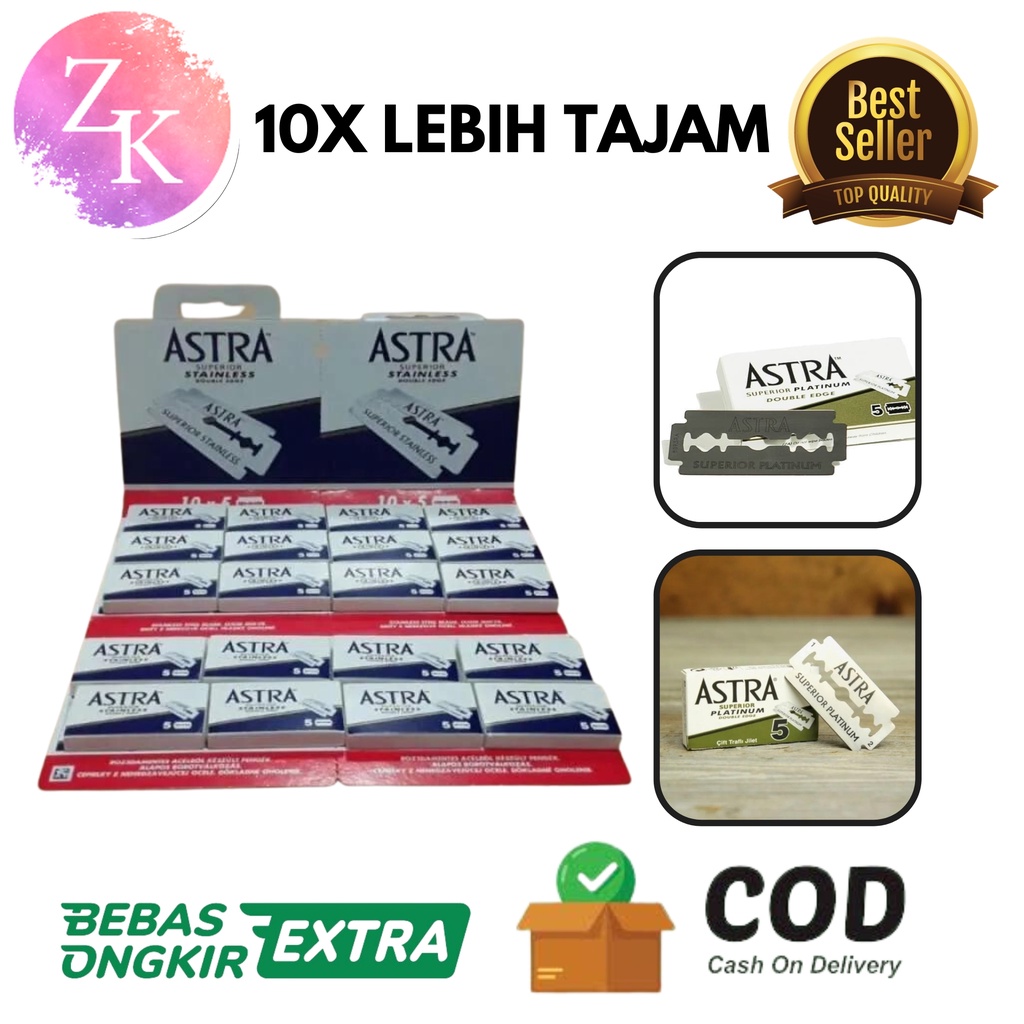 Silet Pisau Cukur Astra Cutter Asli Stainles Tajam 1 Bungkus Isi 5 Pcs Untuk barber dan alat cukur
