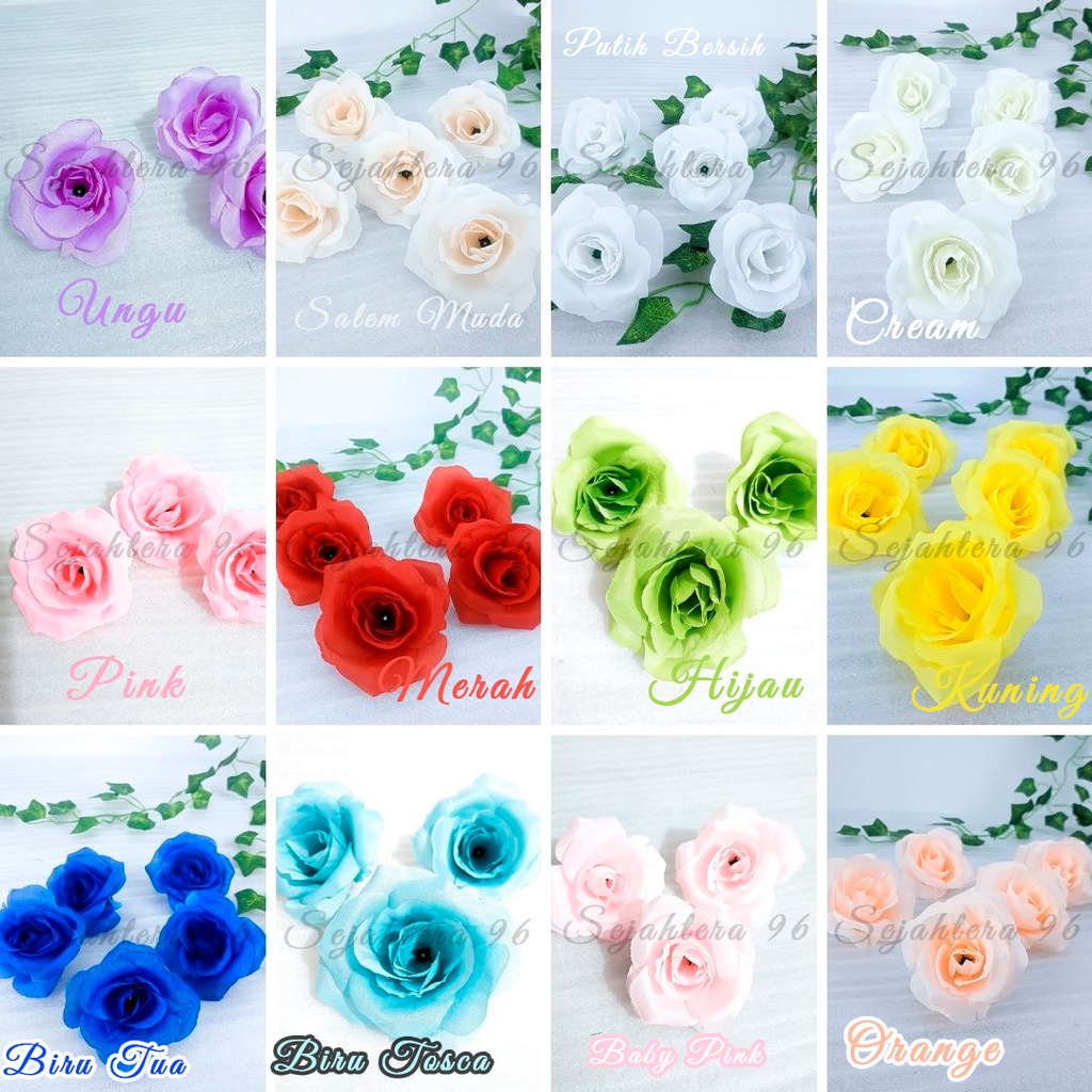 100 PCS Kuntuman Mawar Artificial  - Kuntum Kepala Rose Jepang/bunga dekorasi import/TEAROSE/KUNTUM 