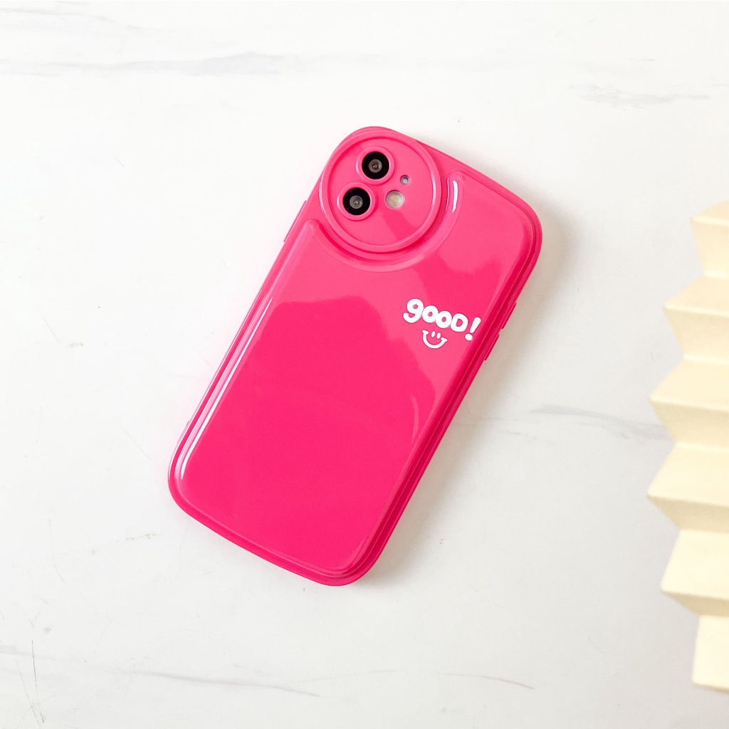 I.Case_Store 2 Round Clear Glossy Fanta Pink Motif Good Compatible with iPhone 7 8 Plus X Xs Max XR 