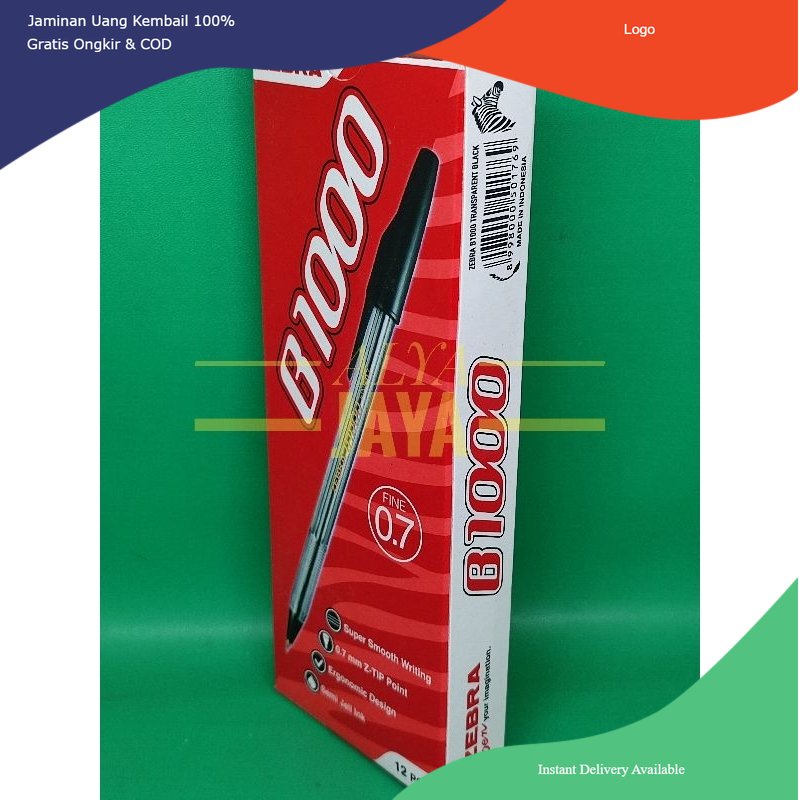 

Pulpen Pena Ballpoin B 1000 zebra 1 pack 12 Pcs Murah Grosir