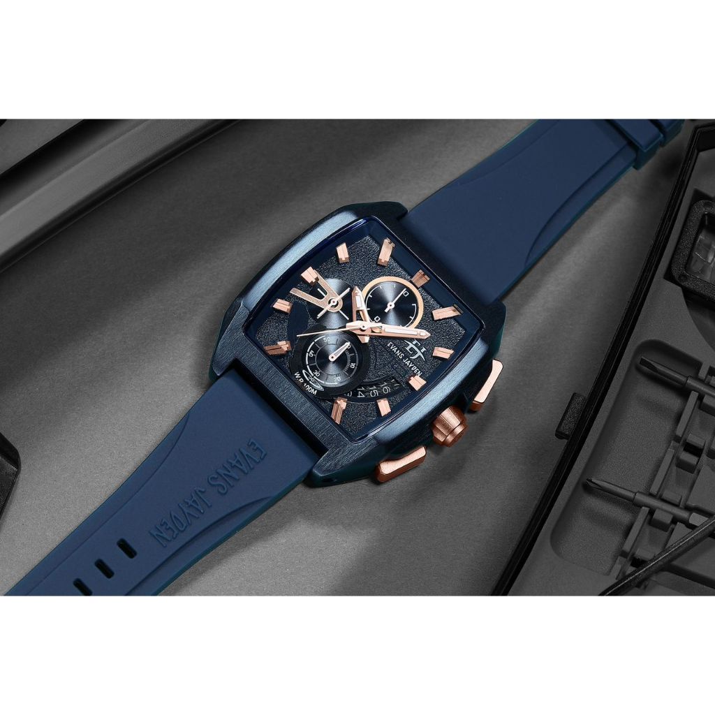 Evans Jayden Jam Tangan Pria 9546 Rubber Silicon Chronograph Water Resistant 10 ATM