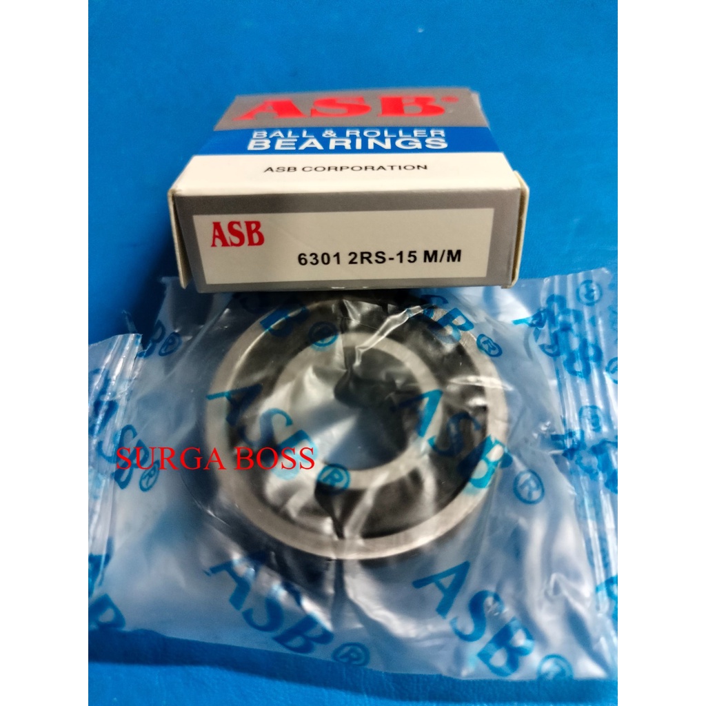 Bearing 6301 2RS 15mm merk ASB ( minimal 10pcs )