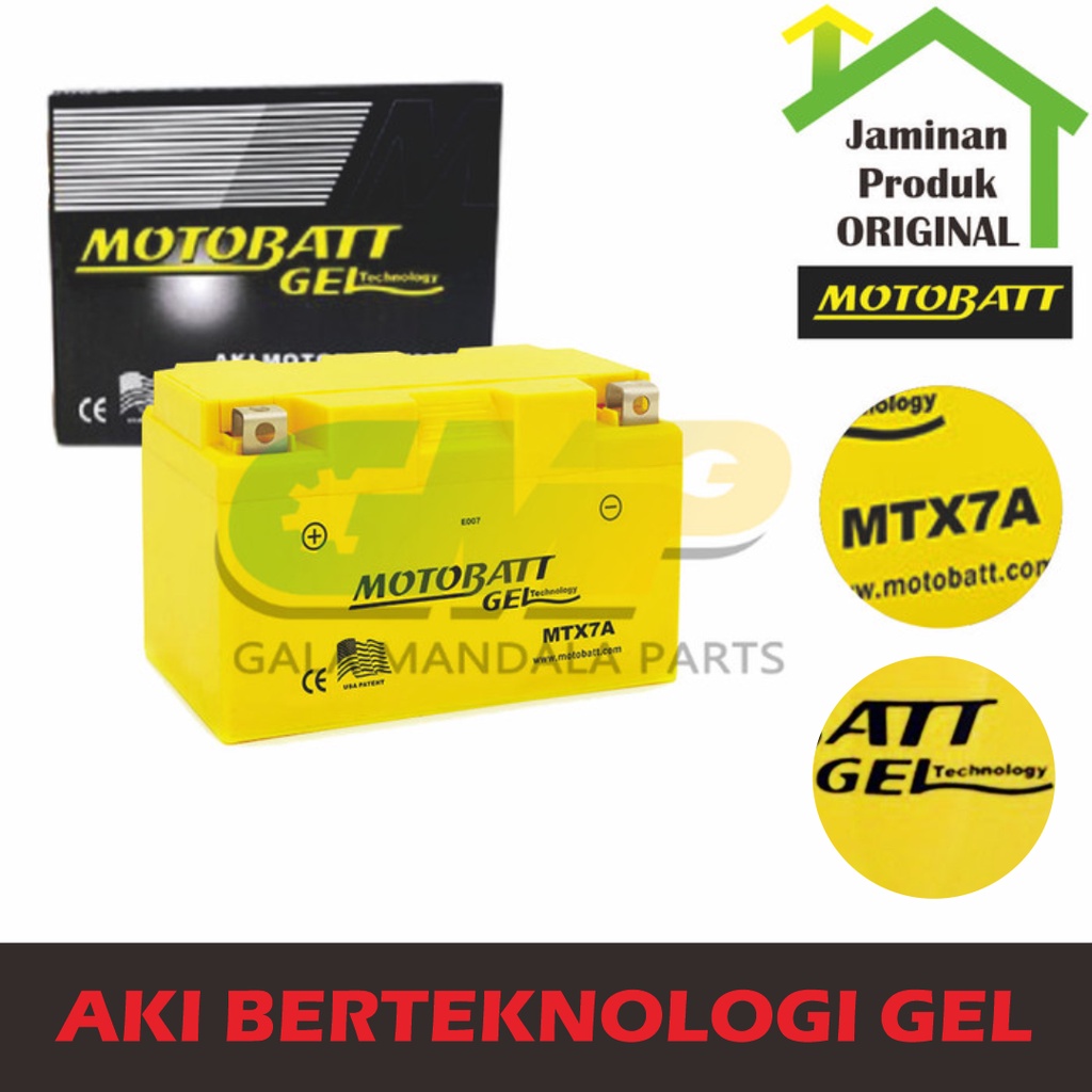 Motobatt MTX7A Aki Gel YTX7 YTX9-BS 7Ah Accu Ninja 250 Minerva Battery