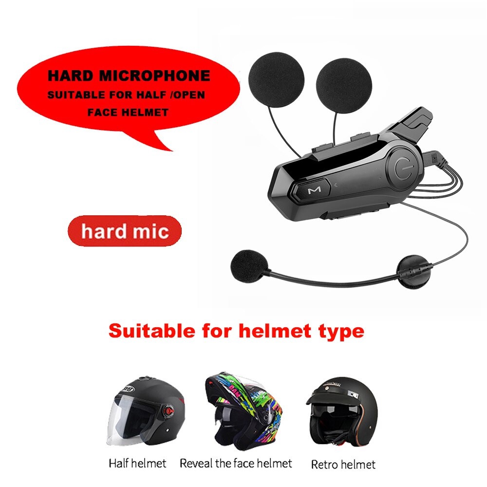Mikrofon Intercom Helm Motor Headset Helmet Bluetooth 5.0 Kompatibel Berbagai Jenis Helm Waterproof 