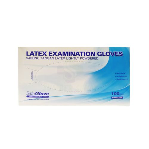 Safeglove Latex Examination Glove Size M Box 100 Pcs