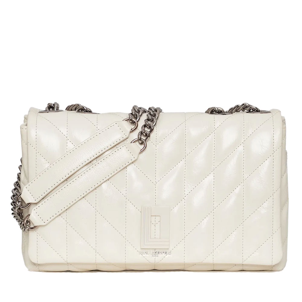 Karl Lagerfeld Lafayette Medium Shoulder Bag Winter White