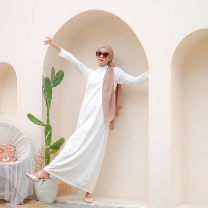 best -(JUMBO) DALEMAN MANSET BAJU GAMIS LENGAN PANJANG PREMIUM KAOS RAYON - Putih
