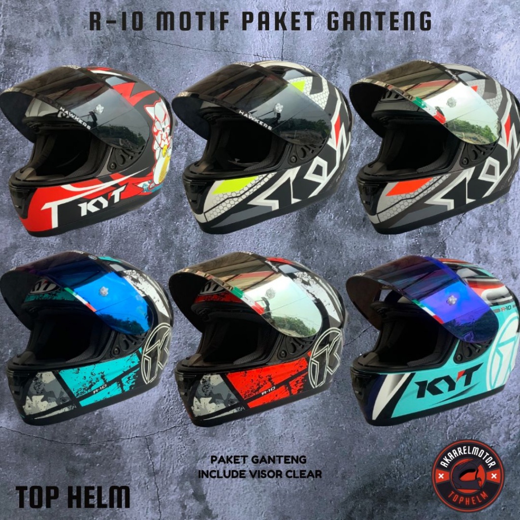 HELM KYT R10 MOTIF PAKET GANTENG | HELM FULL FACE KYT R10 PAKET GANTENG