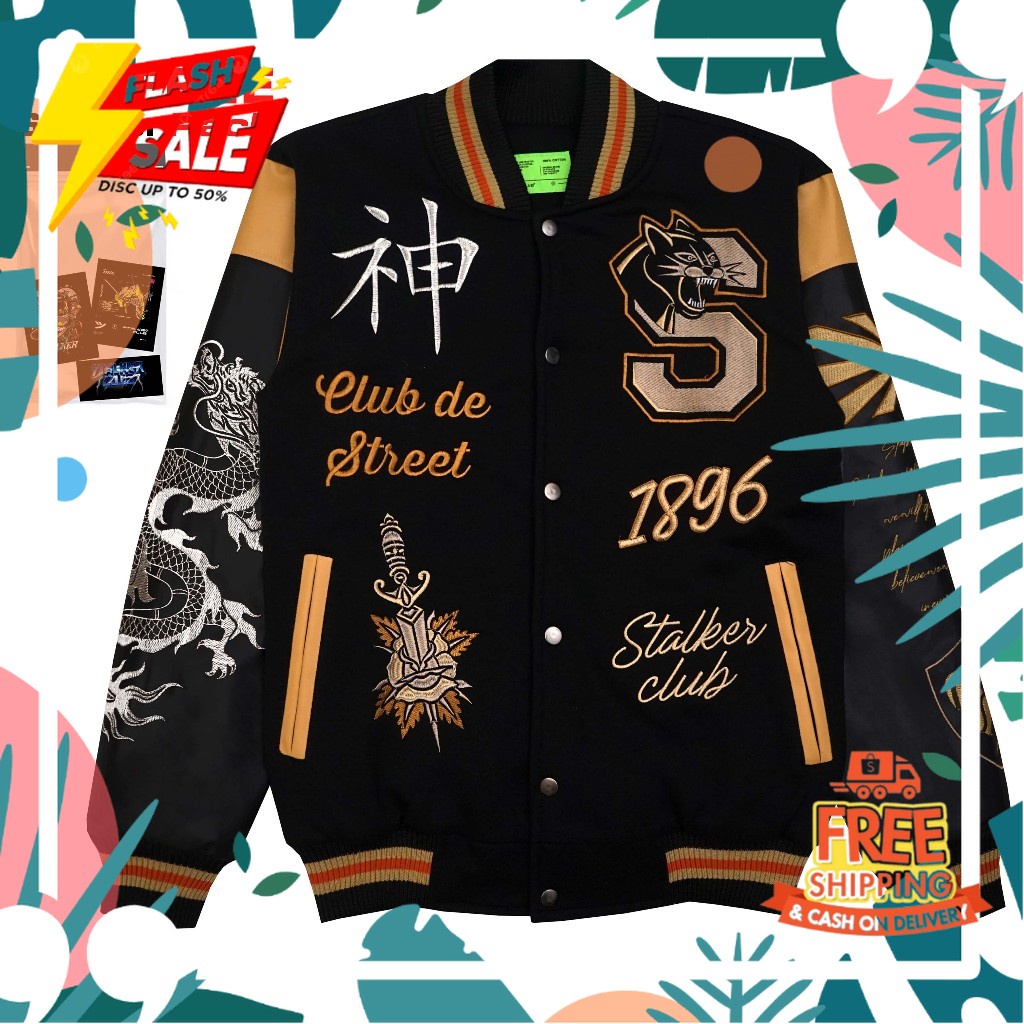 PROMO SALE 11.11 STYLE OUTFIT TERBARU //Stalker Jacket Varsity - Daikagu Black Gold