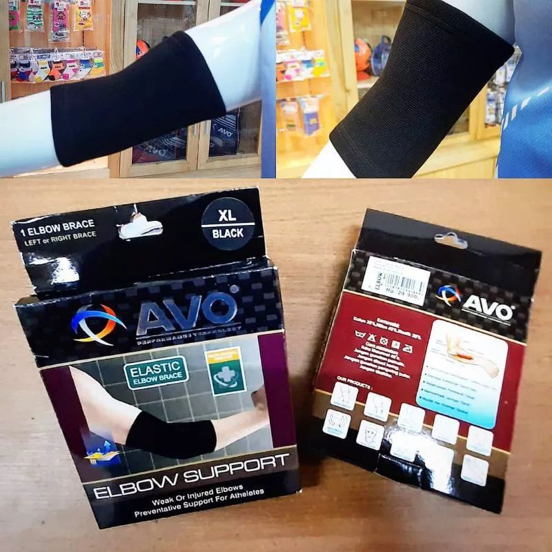 Elbow support deker siku tangan lengan hitam polos tebal original Avo