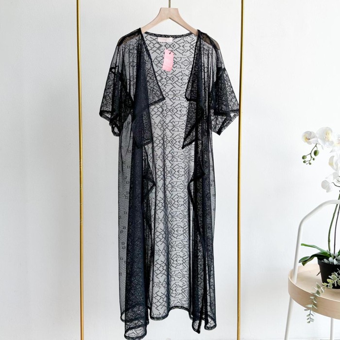 best -Outer Lace Brukat Brokat Wanita Kondangan Emikoawa Luaran Blazer  - Black