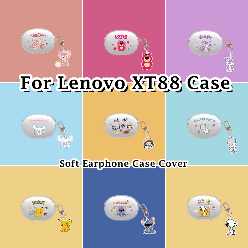【Yoshida】Untuk Lenovo ERAZER XT88PRO Case Trendi Kartun Transparan Soft Silicone Earphone Case