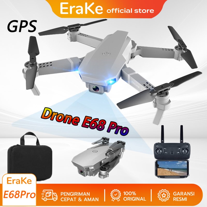 E68 Pro Drone Kamera Jarak Jauh Drone GPS Drone Mini Murah  Professional HD Dual Camera Fpv WiFi Drone Dengan Obstacle Avoidance
