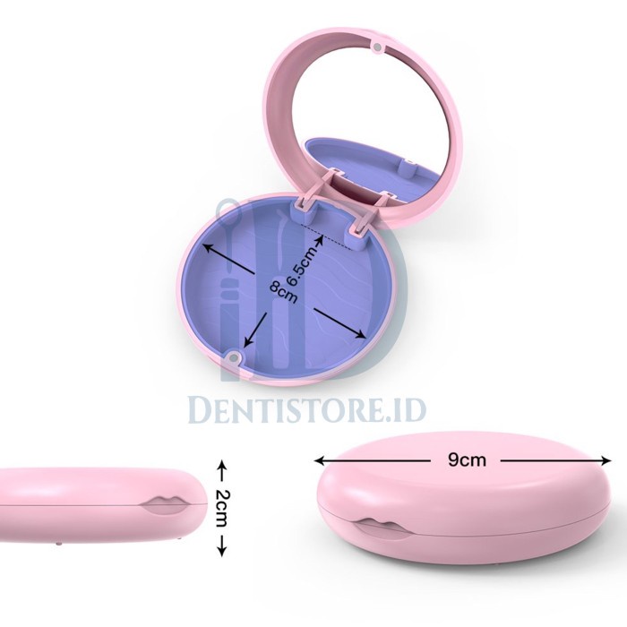 Denture Box Invisalign With Mirror Tempat Retainer Gigi Kawat Kotak - Putih