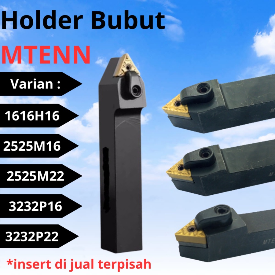 Holder Bubut Netral MTENN 1616 2020 2525 3232 Stang Bubut Netral Insert TNMG
