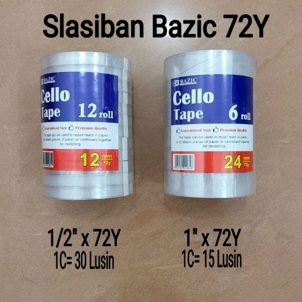 

Cello Tape Isolasi Bening BAZIC 72yard